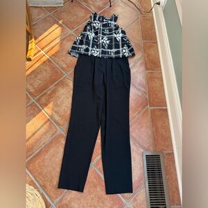 Cynthia Rowley Black and White Floral Jumpsuit